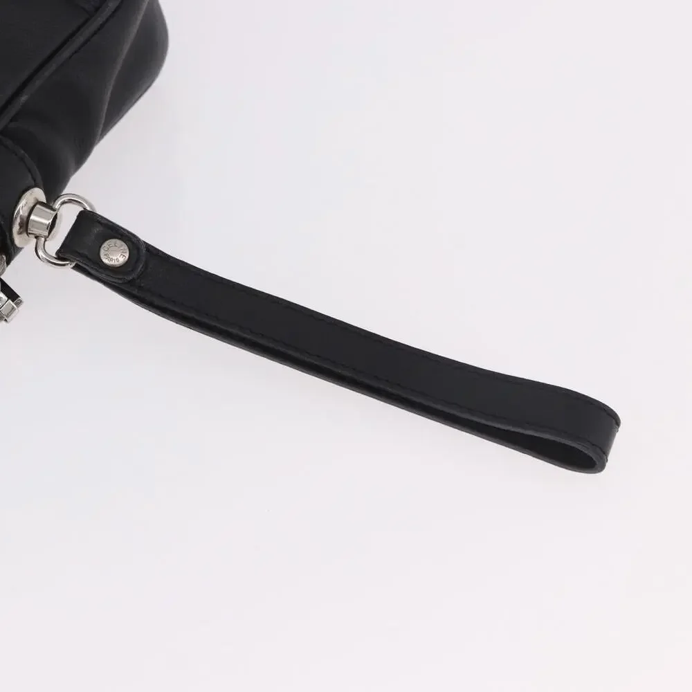 Celine Leather Classic Box Clutch Black